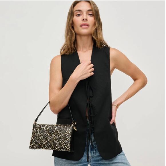 NWT Urban Expressions Krista Black Two-Tone Studded Embellished Evening Bag - Picture 4 of 14